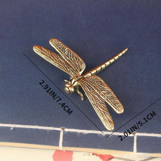 Dragonfly Sculpture - Handmade Metal Dragonfly Figurine with Wings for Study & Office