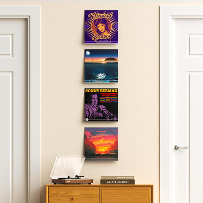 upsimples 8 Pack Vinyl Record Wall Mount Shelves, 12" Vinyl Holder for Album Record Storage & Display, Clear Acrylic Floating Shelves for Wall Decor, Kids Bookshelf, Magazine Rack, Picture Ledge