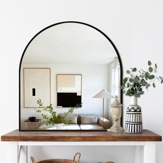 FICTOR Bathroom Mirror for Wall, Arched Vanity Bathroom Mirror for Over Sink, Metal Framed with HD Shatter-Proof Glass for Entryway, Living Room,Bedroom(2 Pack 24” x 36”, Black)