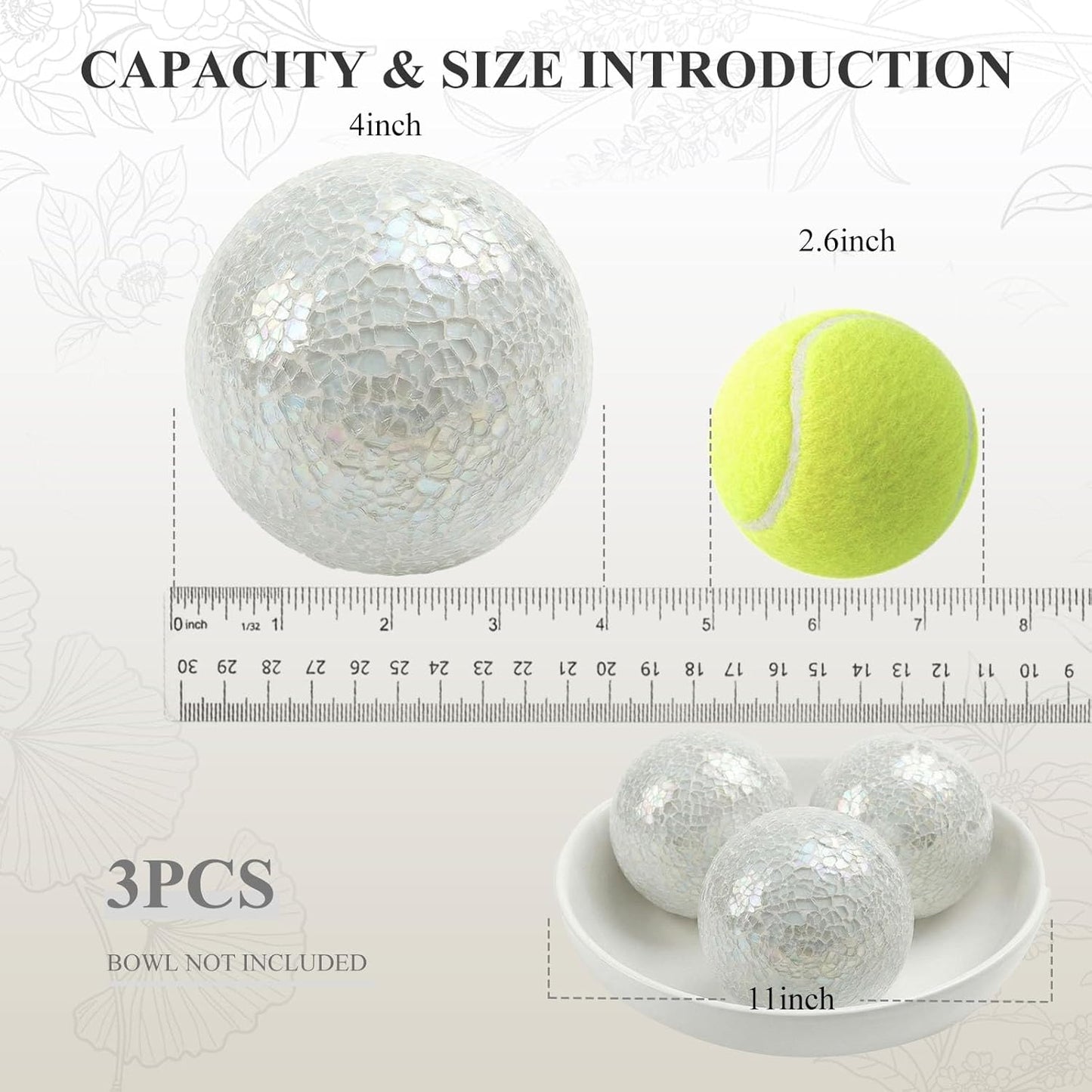 DomeStar 3PCS Decorative Balls, Mosaic Glass Orbs Centerpiece Balls 4inch Gold Orbs for Decorate Bowls Vases Tables Wedding Party