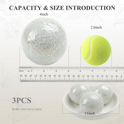 DomeStar 3PCS Decorative Balls, Mosaic Glass Orbs Centerpiece Balls 4inch Gold Orbs for Decorate Bowls Vases Tables Wedding Party
