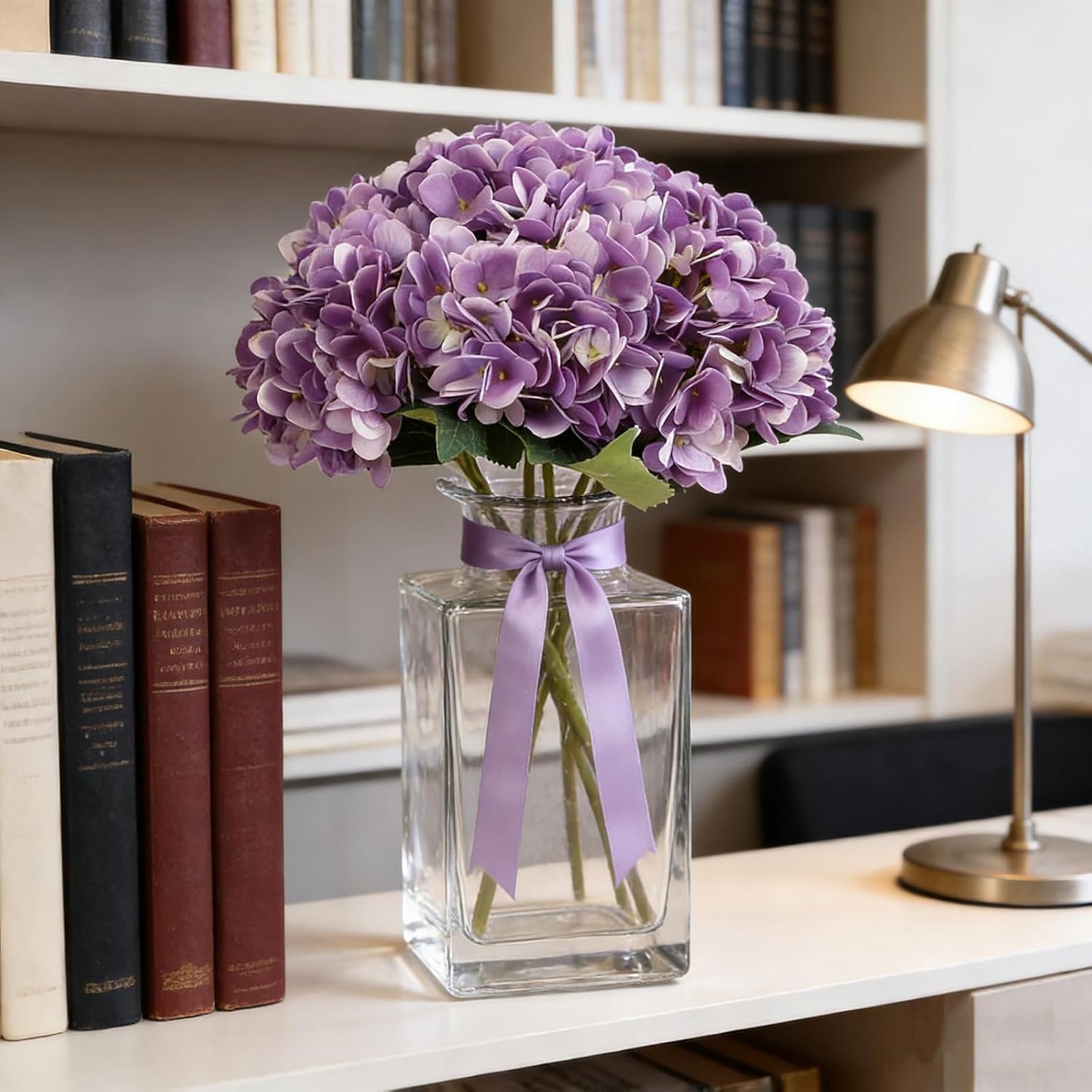 Kimura's Cabin 6pcs White Hydrangea Artificial Flowers Silk Fake Hydrangeas Faux Hydrangea Flowers with Stems for Wedding Bouquets Arrangement Home Table Centerpieces Baby Shower Party Decoration