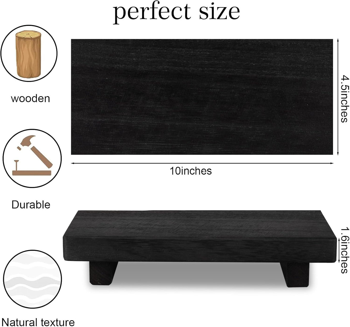 zoocatia Small Wood Tray Pedestal Stand Farmhouse Bathroom Decor Decorative Wooden Riser Kitchen Soap Dish Holder for Vanity, Counter, Sink, Brown