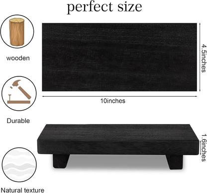 zoocatia Small Wood Tray Pedestal Stand Farmhouse Bathroom Decor Decorative Wooden Riser Kitchen Soap Dish Holder for Vanity, Counter, Sink, Brown