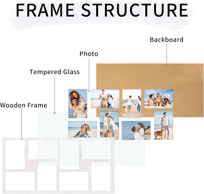 YESKAY 4x6 Picture Frame Collage for Wall Decor, Multiple Photo Collage Frames with Tempered Glass, 7-Opening for 4 x 6 Picture Frames, Rustic Brown, 1 Pack