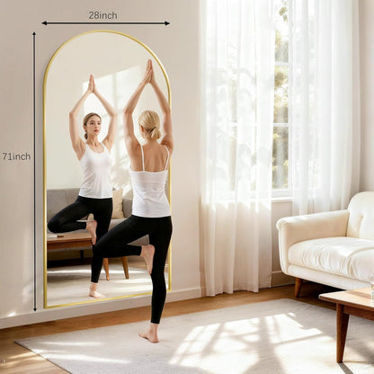 57" x 20" Arched Full Length Mirror - Wall Mounted/Floor Mirror Aluminum Alloy Frame Full Body Mirrors for Bathroom Living Room Bedroom and Entryway,Black