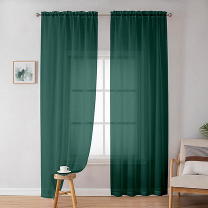 OWENIE Sheer Curtains 84 inches Long 2 Panels Set for Living Room/Bedroom, Rod Pocket Voile Sheer Panel Drapes, White, 2pcs, Each 42" W x 84" L - Colors A