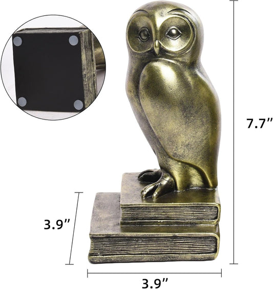 Book Ends for Shelves, Owl Decorative Bookends Bronze Bird Book Stopper Unique Kids Book Holders with Anti-Slip Base Luxurious Bookends for Kids Rooms Office Home Decor(Bronze)