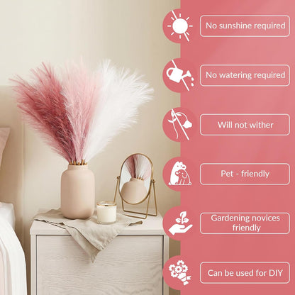 30pcs Pampas Grass Decor,21" Artificial Pompous Grass Bulk,Small Vase Filler Pompas Grass for Home Wedding Living Room Wall Party Decoration (Beige,Light Brown, 21 Inch 30 Pcs)