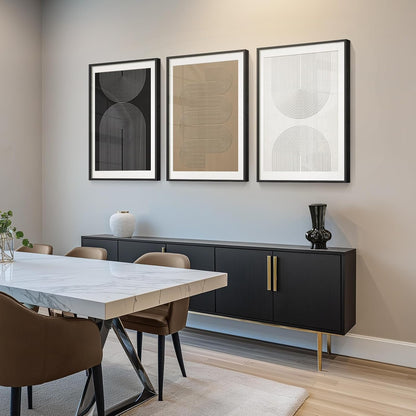 Large Framed Black and White Abstract Wall Art for Living Room, 3 Piece Big Modern Canvas Prints Paintings Artwork for Walls, Minimalist Abstract Art Pictures for Hallway, Office Wall Decor 24x36 In