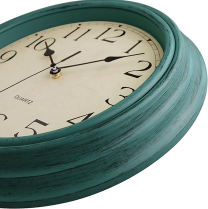 Foxtop Retro Silent Non-Ticking Round Classic Clock Quartz Decorative Battery Operated Wall Clock for Living Room Kitchen Home Office 12 Inch (Bronze)