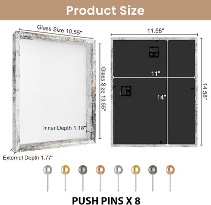 Califortree 8x8 Shadow Box Frame with Soft Linen Back - Push Pins Included, Memory Box Display Case for Flower, Tickets and 3D Items, Black