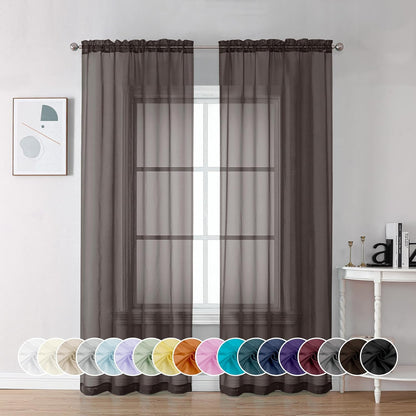 Chyhomenyc Sheer White Valances for Windows 2 Pack, Small Window Curtains for Living Room Bathroom Cafe Laundry Basement, Modern Top Dual Rod Pocket Voile Curtain, 42W x 14L inches, White - Colors B
