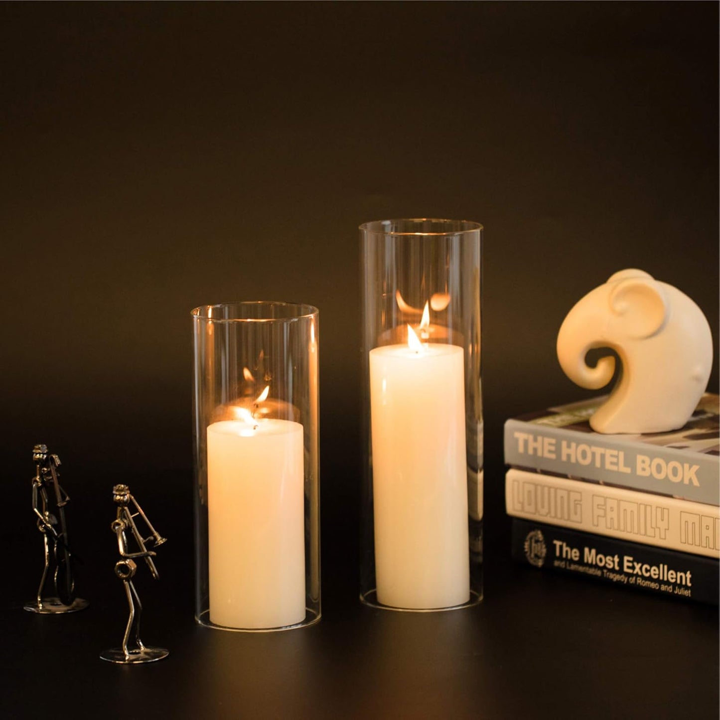 WGVI Hurricane Candle Holder Sleeve, Wide 4", Height 10", Clear Glass Cylinder Candleholder, Chimney Tube, Open Ended Candle Shade, 1 Piece - Colors B