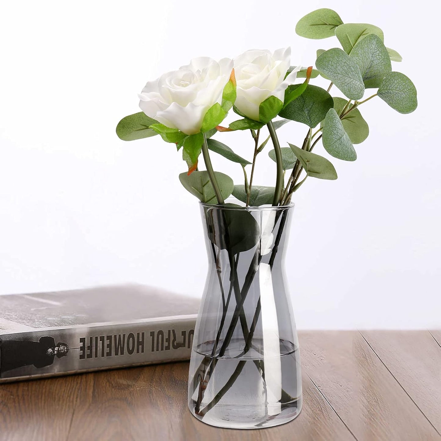 8 inch Clear Glass Flower Vases for Centerpiece Table Home Indoor Desk Decor,Ins Modern Boho Style Vase for Wedding Housewarming Gift