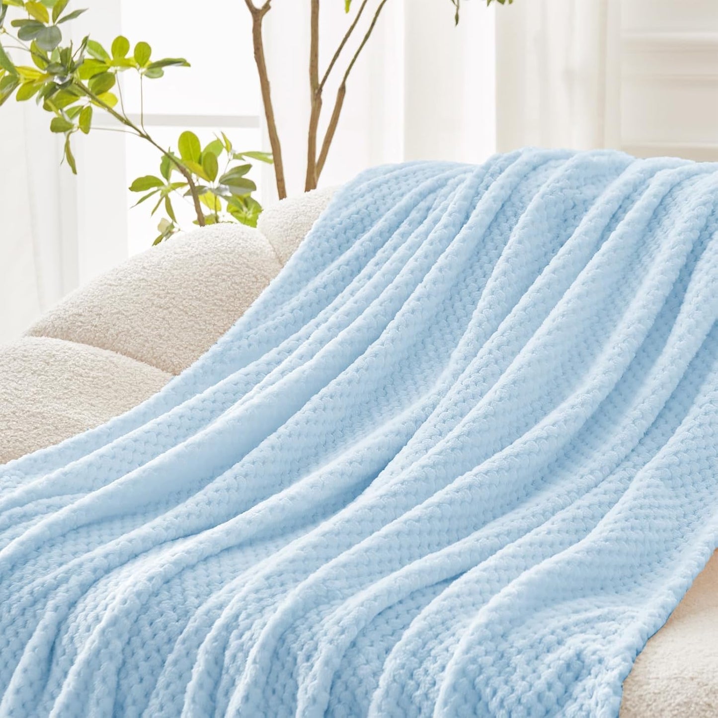 Exclusivo Mezcla Fleece Throw Blanket Extra Large, Super Soft and Warm Blankets for Couch, Sofa and Bed Waffle Textured, Cozy, Fuzzy and Lightweight (Slate Blue, 50x70 Inches)