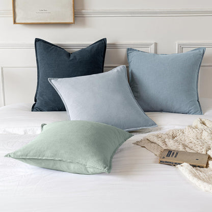 MIULEE Decorative Linen Euro Sham Pillow Covers 26x26 Cream White Boho Farmhouse Neutral Couch Throw Pillows for Bed Pack of 2 Accent Modern Pillowcase Sofa Livingroom Home Decor