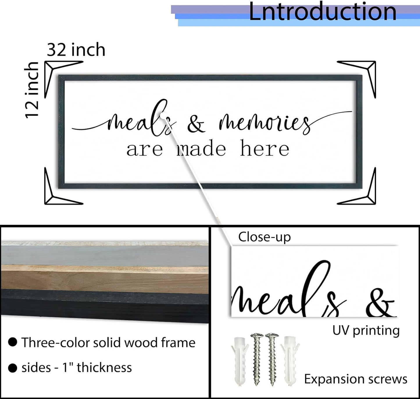 FZMHASLWW Gather Sign Wall Decor 32"×12" Large Wooden Framed for Dining Room Simple Home Kitchen Hanging Art (Wood)