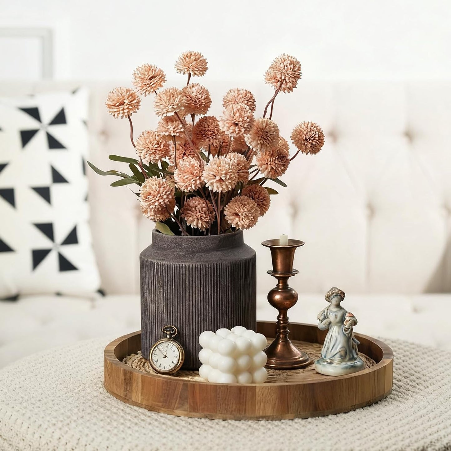 Modern Ceramic Vase Set of 5, Vases Home Decor Rustic Farmhouse Decorative Vase Pottery Vases for Bouquet Pampas Grass Dried Fresh Flowers, Table Living Room Kitchen Bedroom