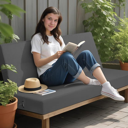 idee-home Outdoor Bench Cushion Waterproof, Bench Cushions for Outdoor Furniture, Patio Porch Swing Replacement Seat Pad with Ties for Garden Backyard, 48 x 18 Inch Red