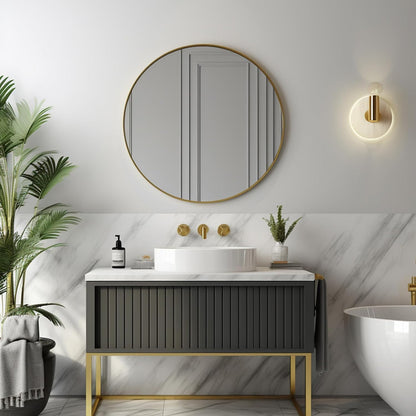 Sunniry Black Round Mirror, Round Mirror 24 inch, Black Circle Mirrors Matte Metal Frame, Wall Mounted Mirrors for Living Room, Bathroom, Wall, Entryway.