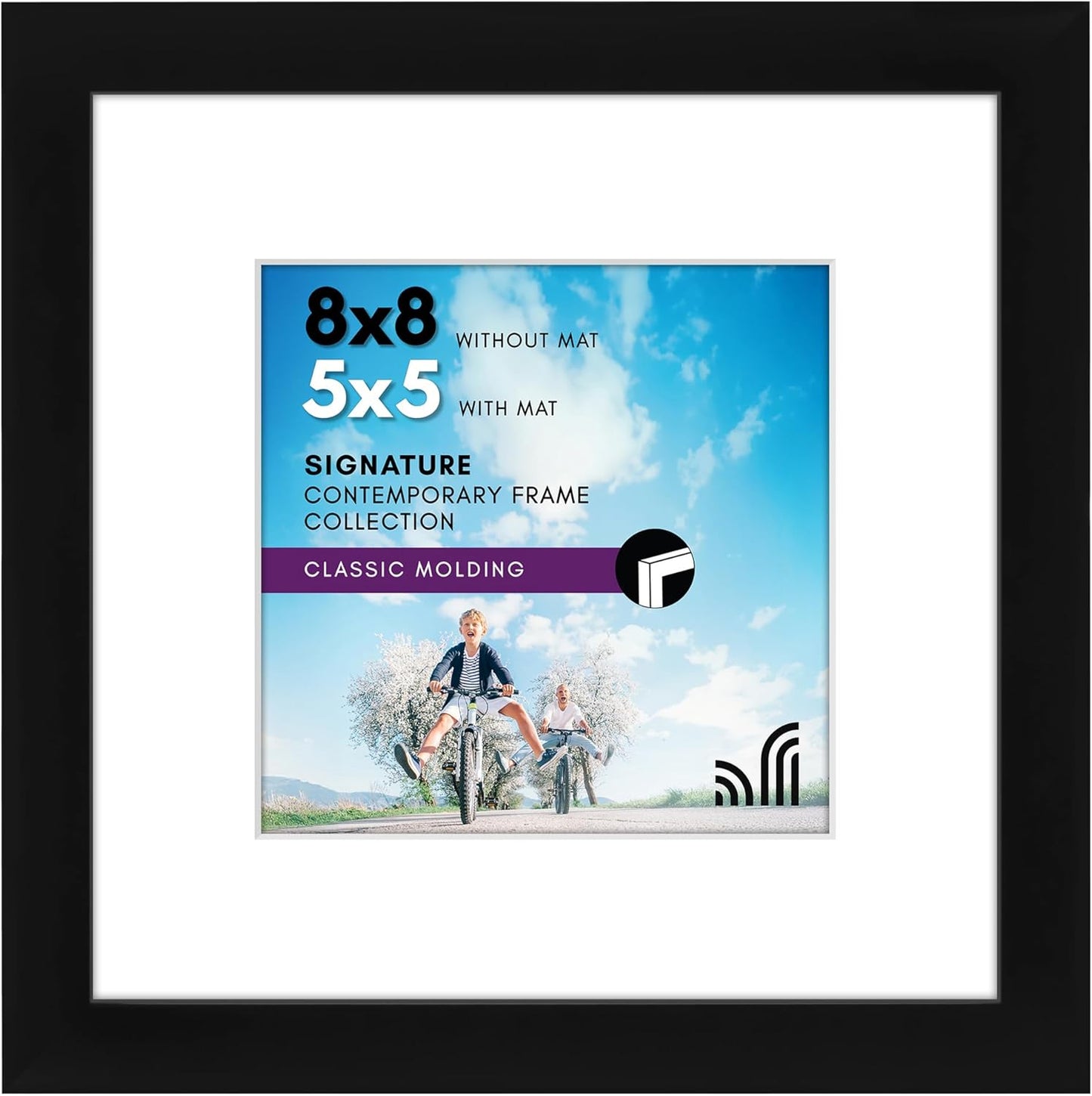 Americanflat 8x10 Picture Frame with Shatter-Resistant Glass - Use as 5x7 Frame with Mat or Display 8x10 Photo Without Mat - Signature Collection - Picture Frames for Tabletop and Wall Display - Black