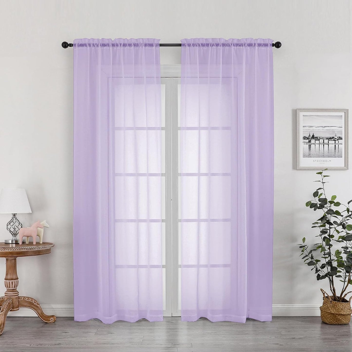 OWENIE Sheer Curtains 84 inches Long 2 Panels Set for Living Room/Bedroom, Rod Pocket Voile Sheer Panel Drapes, White, 2pcs, Each 42" W x 84" L - Colors A