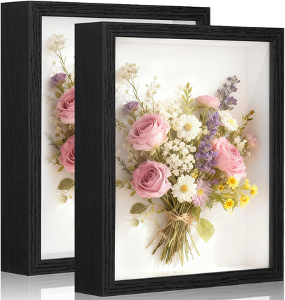 Shadow Box Frame 8x10 - 3 Pack Wood Deep Shadowbox with Glass Shadow Boxes Display Cases Suitable for Photos, Dried Flowers, Handicrafts Picture Frames for Wall (Black)