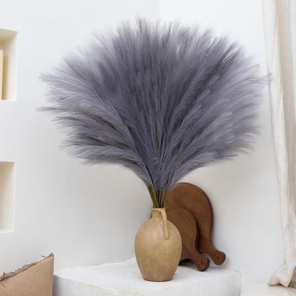 10 Pcs 39''/3.2FT Faux Pampas Grass Decor, Large Tall Fluffy Artificial Fake Flower, Bedroom Decor Boho Decor Pompas Floral for Vase Filler Farmhouse Home Wedding Decor (Blue)