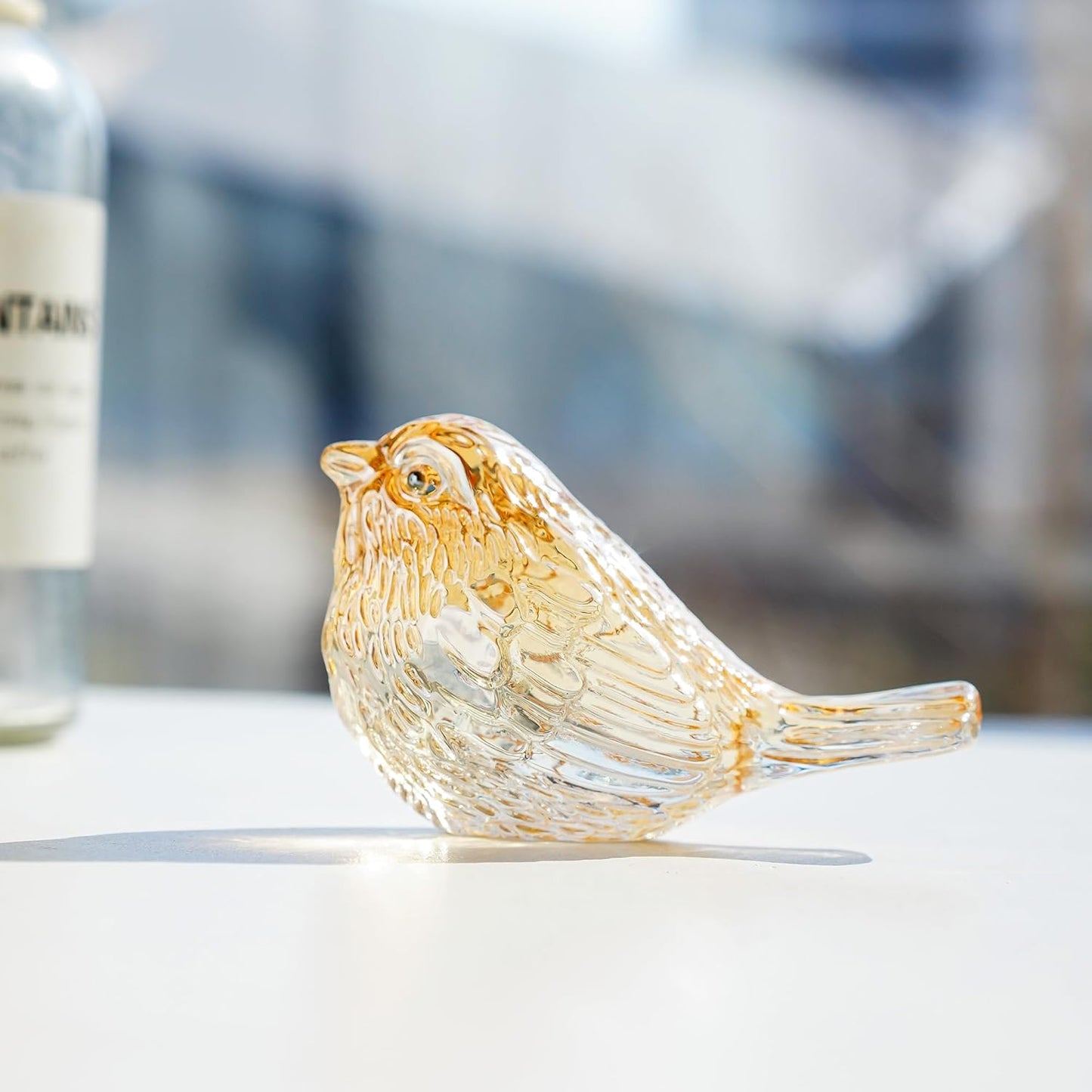 H&D HYALINE & DORA Blue Glass Bird Figurines Bird Gifts for Bird Lovers Women Crystal Glass Animal Figurine Collectible for Home Shelf Decor
