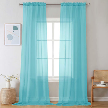 Chyhomenyc Sheer White Valances for Windows 2 Pack, Small Window Curtains for Living Room Bathroom Cafe Laundry Basement, Modern Top Dual Rod Pocket Voile Curtain, 42W x 14L inches, White - Colors A