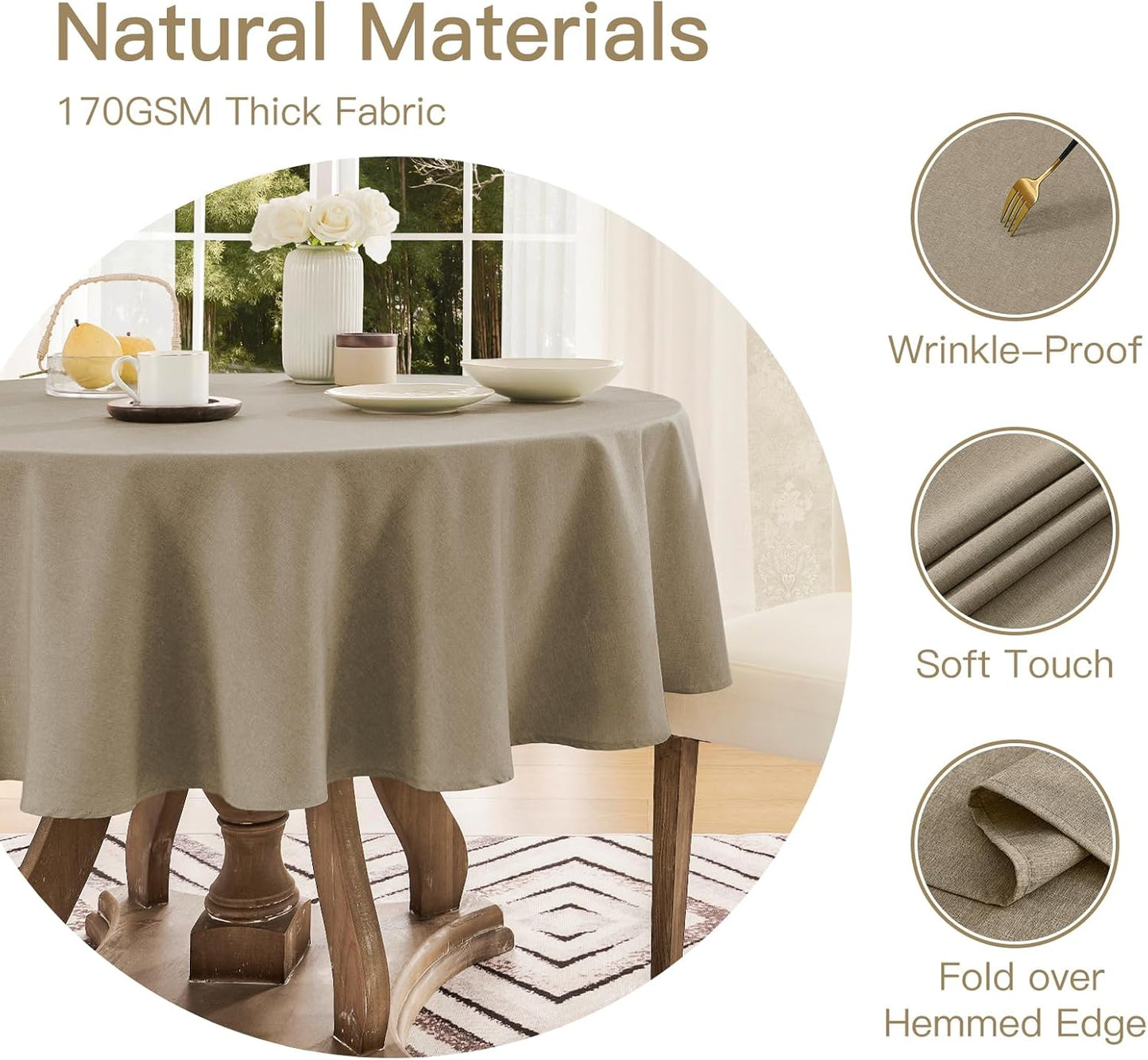 Veblandy Rectangle Tablecloth Waterproof Linen Textured Table Cloth Stain and Wrinkle Resistant Washable, Decorative Fabric Table Cover for Dining, Party and Camping (Sage Green, 52 * 70)