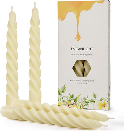 5 Inch Spirat Tapared Candles 10 Pack,0.78" Diameter Ivory Naturel Bee Candles Candlestick,7 Hours Long Lasting Smokeless and Unscented for Home Decoration