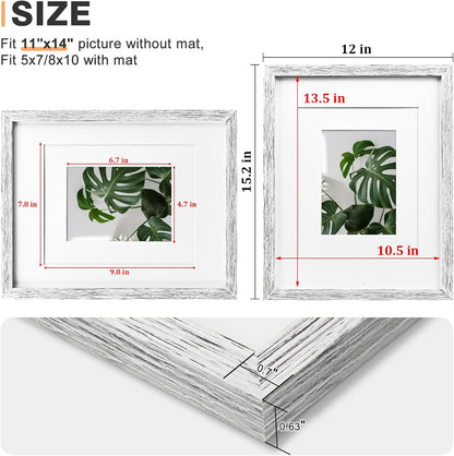 Egofine 12x16 Picture Frame Black, Covered by Plexiglass Made of Solid Wood, Display Pictures 9x12 and 11x14 with Mat or 12x16 Without Mat, for Wall Mounting Photo Frame - Colors B