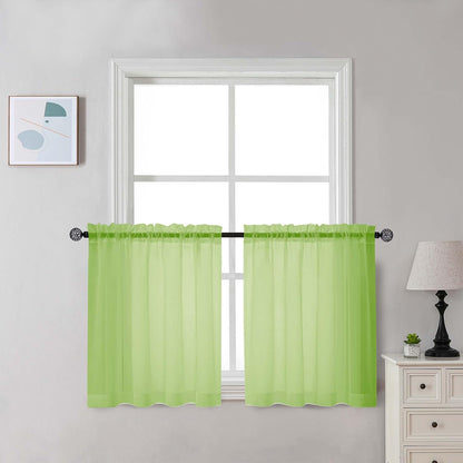 Chyhomenyc Sheer White Valances for Windows 2 Pack, Small Window Curtains for Living Room Bathroom Cafe Laundry Basement, Modern Top Dual Rod Pocket Voile Curtain, 42W x 14L inches, White - Colors A