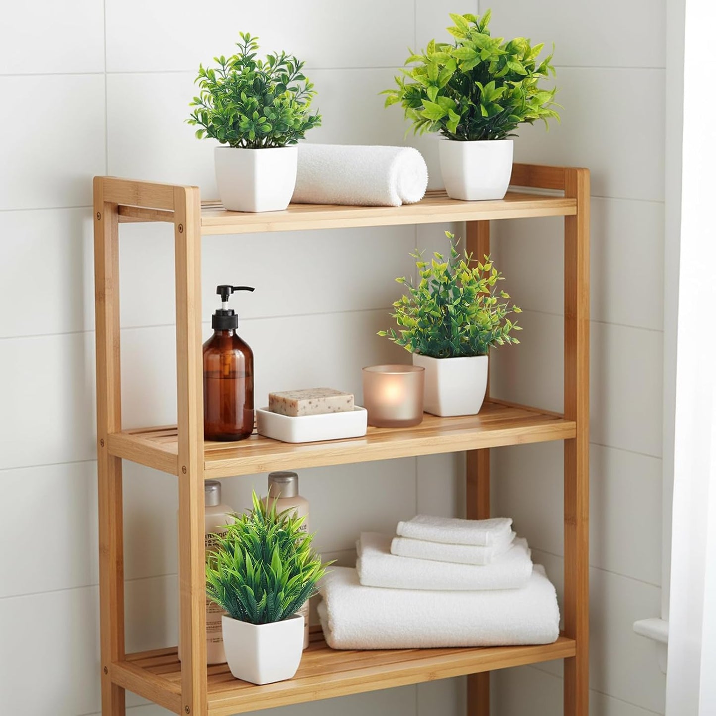 CEWOR Fake Plants 2 Pack Mini Potted Plants Bathroom Accessories Small Artificial Greenery Decorations for Bathroom Office Home Room Kitchen Table Indoor