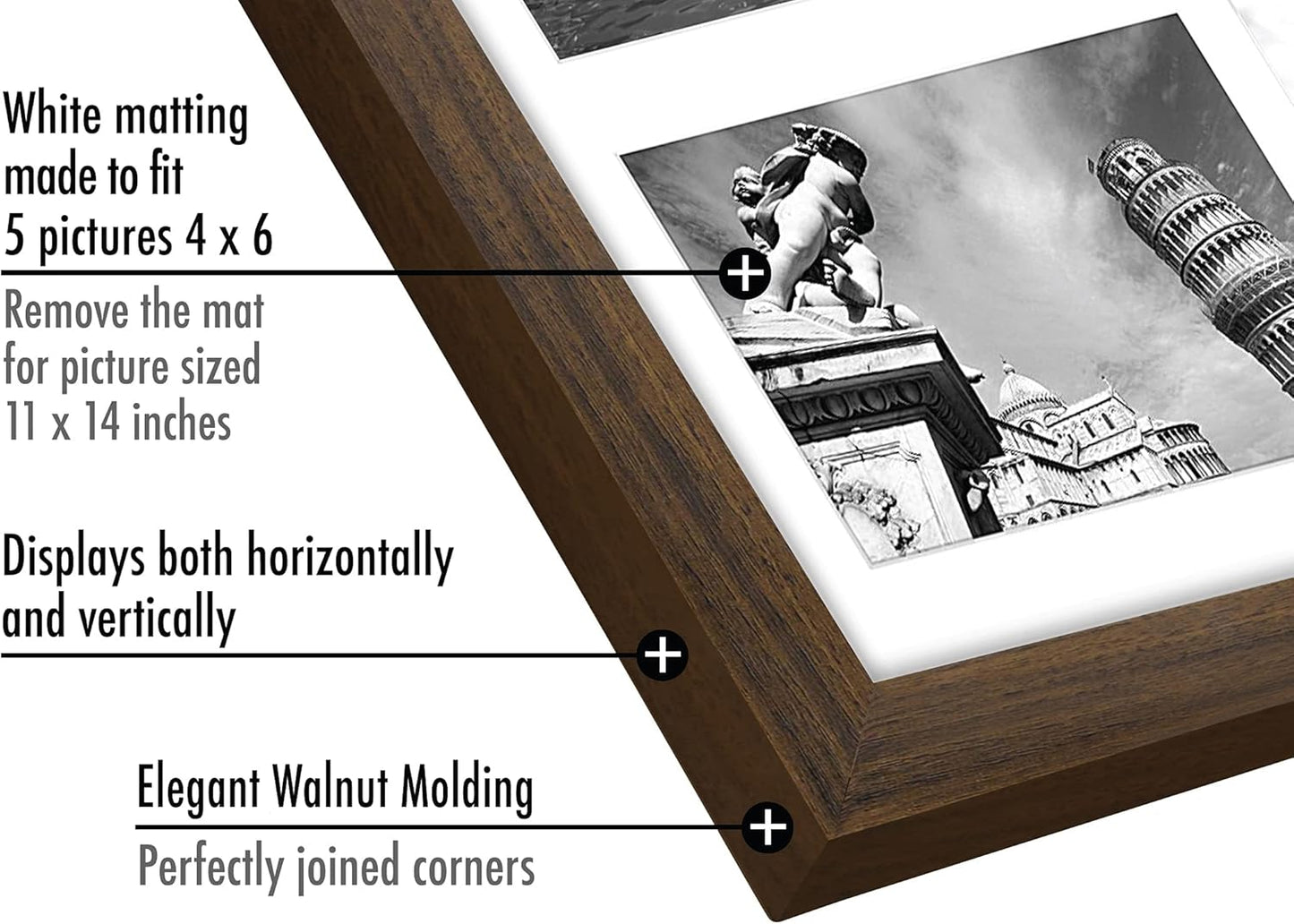 Americanflat 4x6 Collage Picture Frame with Shatter-Resistant Glass - Fits Five 4x6 Photos or Use as One 11x14 Picture Frame - Signature Collection - Collage Frames for Wall Display - Black