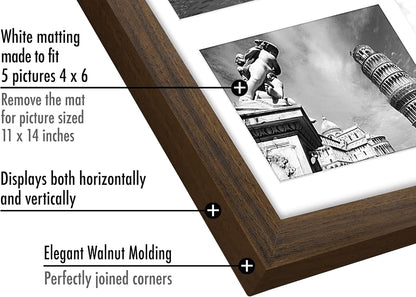 Americanflat 4x6 Collage Picture Frame with Shatter-Resistant Glass - Fits Five 4x6 Photos or Use as One 11x14 Picture Frame - Signature Collection - Collage Frames for Wall Display - Black