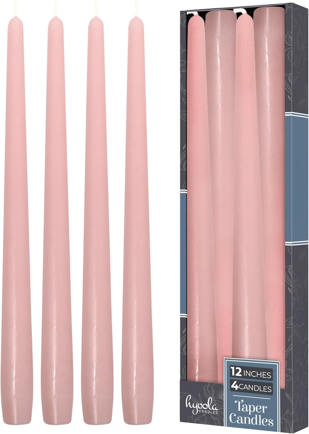 Hyoola Tall Taper Candles - 10 Inch Metallic Gold Unscented Dripless Taper Candles - 8 Hour Burn Time - 4 Pack