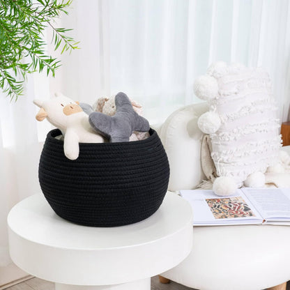 Goodpick Wicker Storage Basket for Living Room, Small Round Woven Basket for Toys, Towel, Bedroom, Children Corner Decoration Plant Baskets Indoor, Jute, 10"D x 8.3"H
