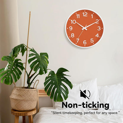 Roymnie Wall Clock Green, Silent Wall Clocks Battery Operated 8 Inch-Modern Non Ticking Analog Clock Decorative for Kitchen Office Bathroom Bedroom(Gold)