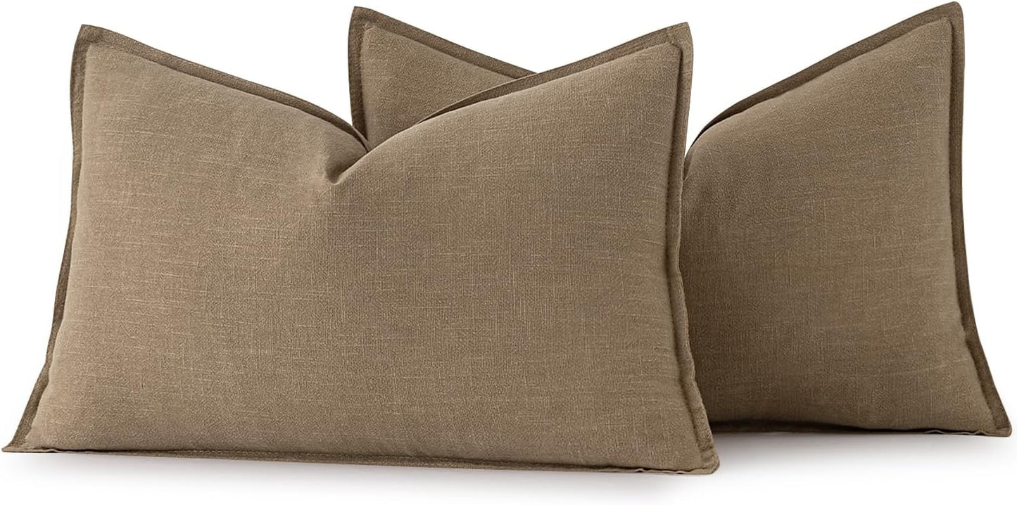 MIULEE Decorative Linen Euro Sham Pillow Covers 26x26 Cream White Boho Farmhouse Neutral Couch Throw Pillows for Bed Pack of 2 Accent Modern Pillowcase Sofa Livingroom Home Decor