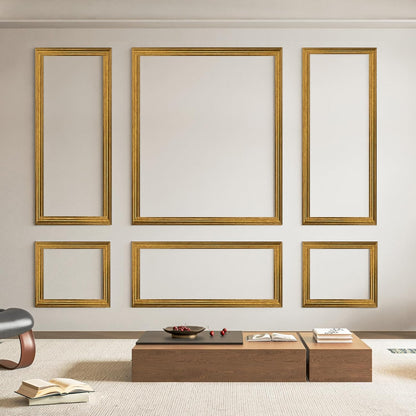 Art3d Pre-Cut Wall Molding Set of 6 pcs, Ready-to-Assemble Wainscoting Panels for Interior Wall Décor Living Room Bedroom Accent Wall - Installed with Glue, 3 Top 3 Bottom