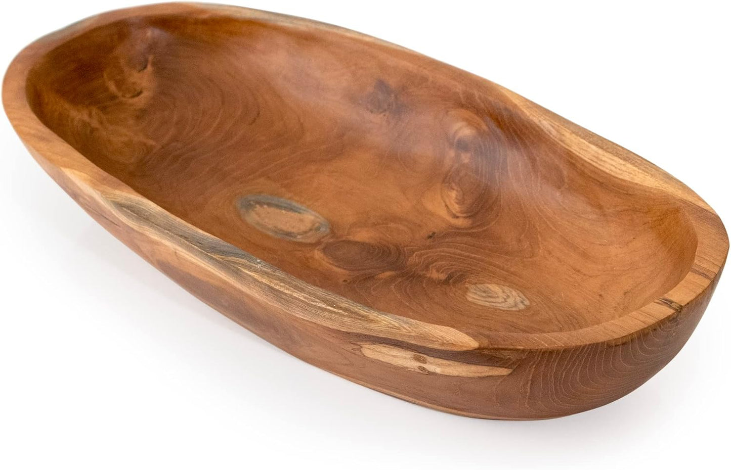 ANDALUCA Teak Wood Large Oval Decorative Dough Bowl 18in