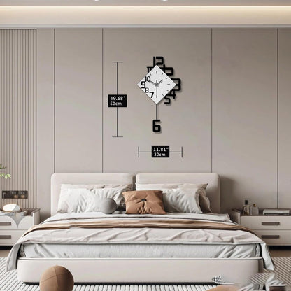 Decorative Wall Clock for Living Room Decor Large Modern Wall Clocks with Pendulum Battery Operated for Bedroom Office Kitchen Home Small Black Silent Wall Clock Non Ticking 11.8*22.4 Inch