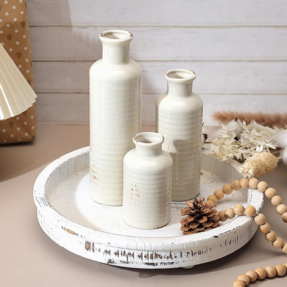 Modern Ceramic Vase Set of 5, Vases Home Decor Rustic Farmhouse Decorative Vase Pottery Vases for Bouquet Pampas Grass Dried Fresh Flowers, Table Living Room Kitchen Bedroom