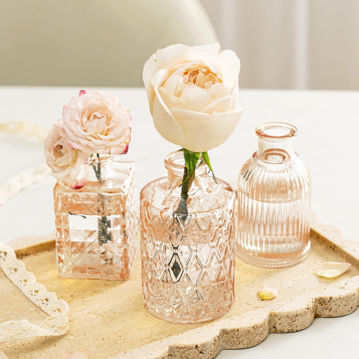 Clear Glass Bud Vase Set of 12 Pcs,Small Bud Vases in Bulk,Glass Crystal Flower Vases Table Centerpieces for Party Event Wedding Decor Baby Shower Decorations (Clear, 12 Pcs)
