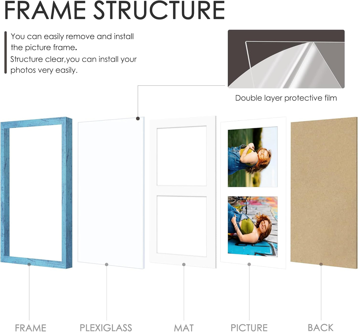 DUENPY 14x26 Collage Picture Frame 4x6 Collage Picture Frame Displays Twelve 4x6 inch Photos Available Horizontal Wall Mounting Display and Vertical Black - Colors B