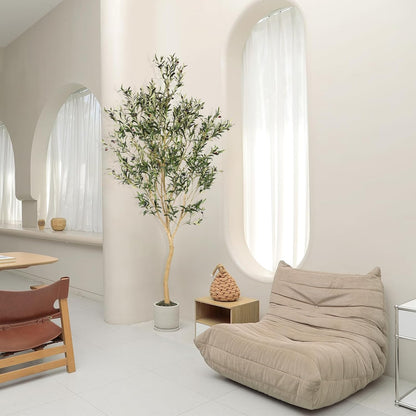 Realead Faux Olive Tree 7ft - Realistic Tall Olive Trees Artificial Indoor - Large Fake Olive Tree with Natural Wood Trunk and Lifelike Leaves - Artificial Olive Tree for Home Office Decor