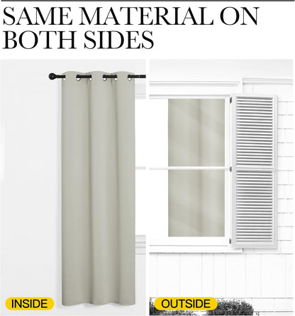 NICETOWN Halloween Pitch Black Solid Thermal Insulated Grommet Blackout Curtains/Drapes for Bedroom Window (2 Panels, 42 inches Wide by 63 inches Long, Black) - Colors A
